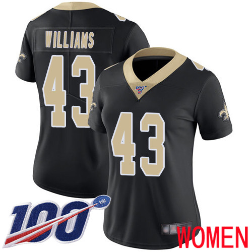 New Orleans Saints Limited Black Women Marcus Williams Home Jersey NFL Football 43 100th Season Vapor Untouchable Jersey